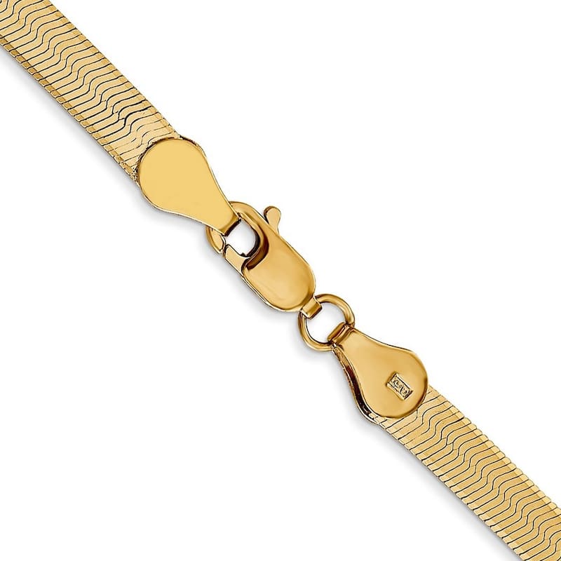 Curata 14k Yellow Gold Solid Polished 4.0mm Silky Herringbone Chain Bracelet