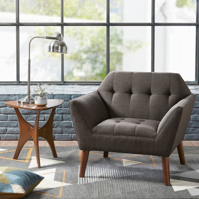 INK IVY Newport Wide Mid-Century Modern Lounge Chair - Single - Charcoal