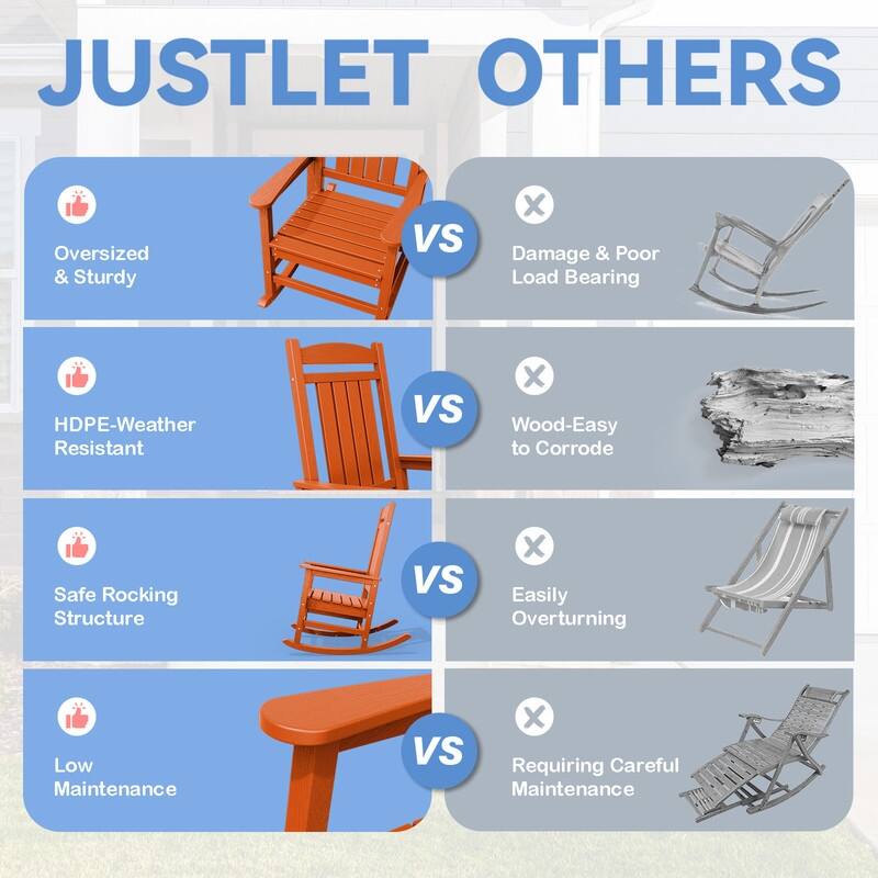 High-Back Oversized Plastic Rocking Chair –Stable & Smooth Glide