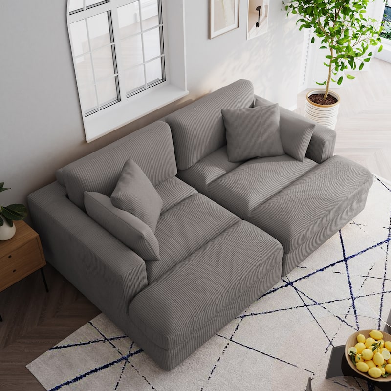 Navaeh Corduroy Modular Sectional Sofa Large Couch Sleeper Chaise