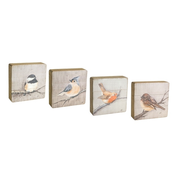 Set of 4 Bird Plaque Wall Decorations 8" - N/A