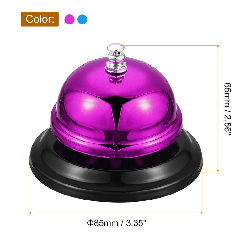 2 Pcs Call Bell, Desk Bell Service Dinner Bell - Rose Red+Blue - 85mm/3.35"