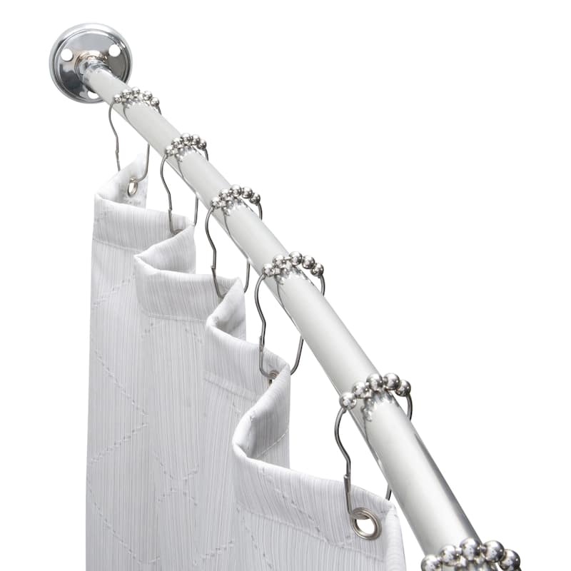 Bath Bliss Wall Mountable Curved Adjustable Shower Rod in Aluminum - Chrome