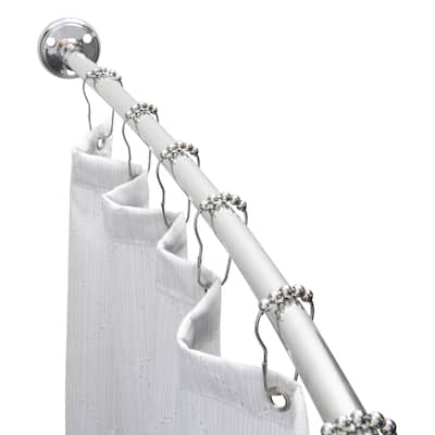 Bath Bliss Wall Mountable Curved Adjustable Shower Rod in Aluminum - Chrome