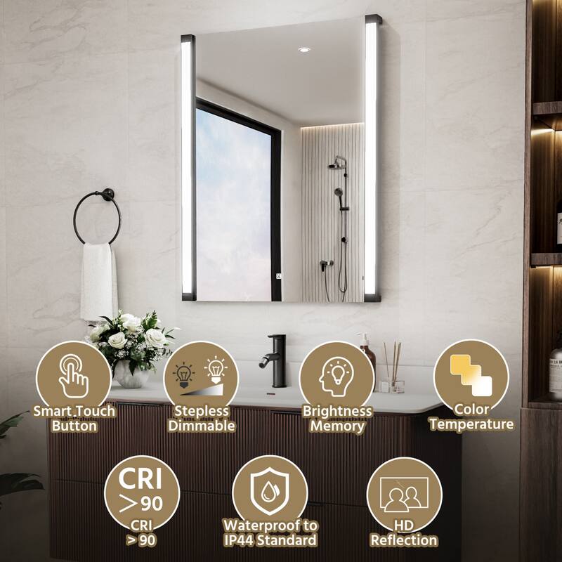 Modland 270° Adjustable LED Bathroom Mirror with Lights Stepless Dimming and Memory Function