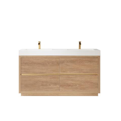 Huesca 60M" Double Sink Bath Vanity with White Sink Top