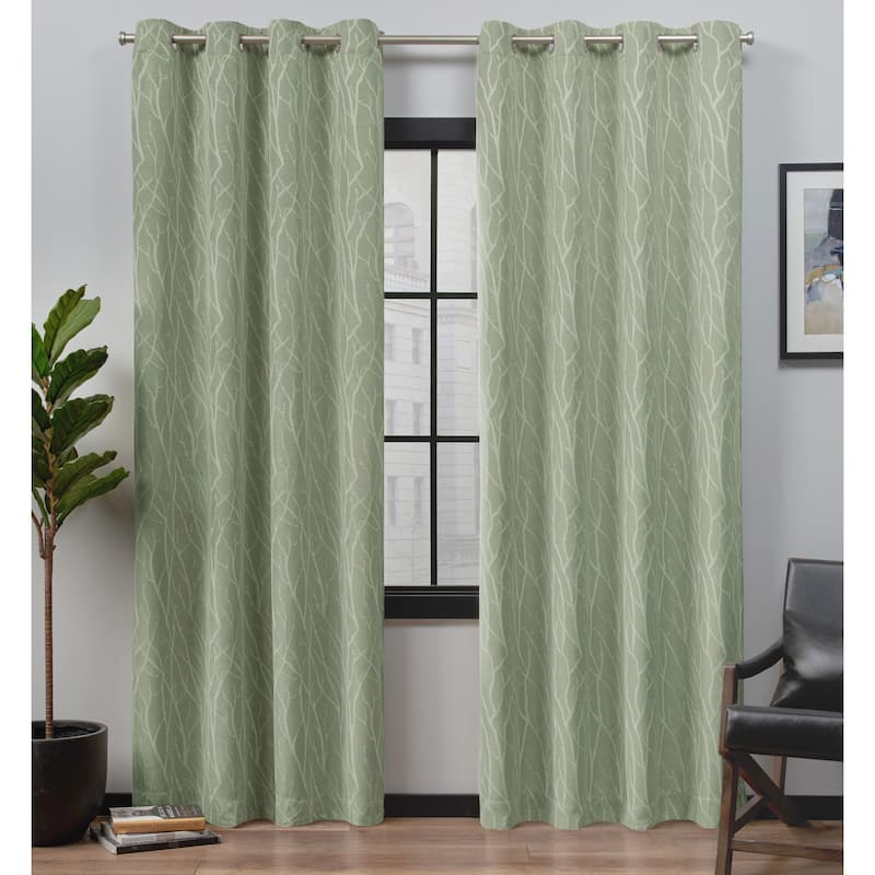 ATI Home Forest Hill Woven Room Darkening Blackout Grommet Top Curtain Panel Pair - 52x96 - Sage