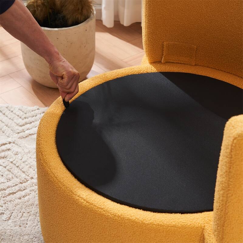 Teddy Fabric Swivel And Storage Chair With Back Cushion