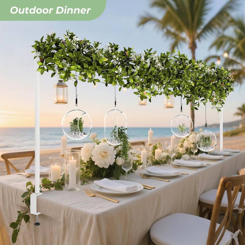 Walensee Over The Table Rod Stand with Clamps Adjustable 28"-43.5" Tall Table Arch Hanging for Wedding Party Decorations