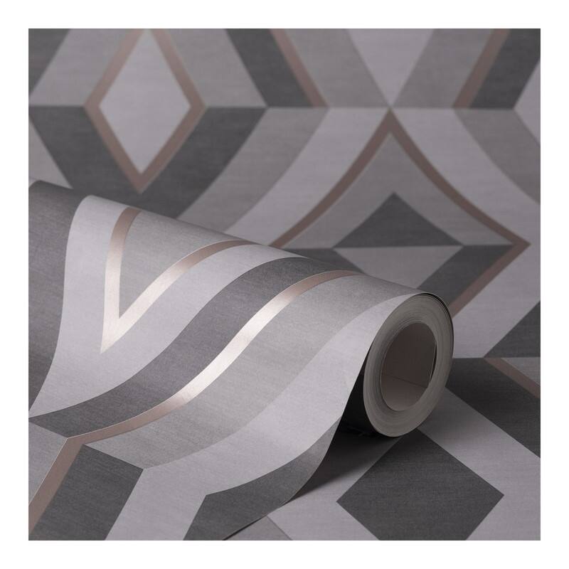 Fine Decor Shard Charcoal Geometric Wallpaper - 20.5 x 396 x 0.025