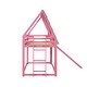 preview thumbnail 17 of 29, Twin Size Wood House Bunk Bed with Window Roof Shape Design and Ladder and Climbing Ramp For Home