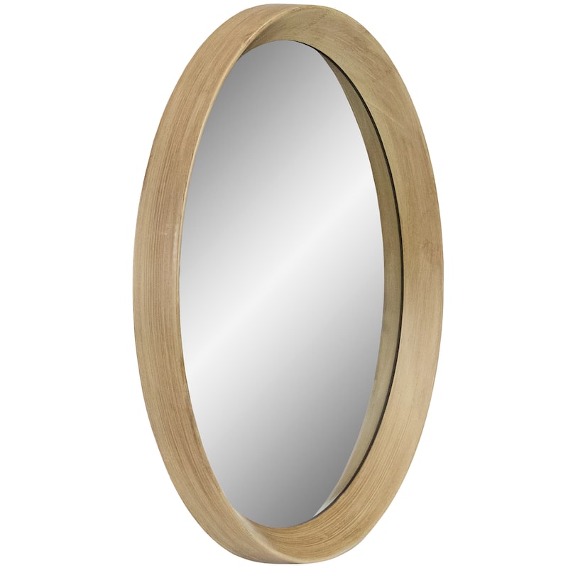 13" Gold Round Modern Wall Mirror with Woodgrain Finish - other-frame-size