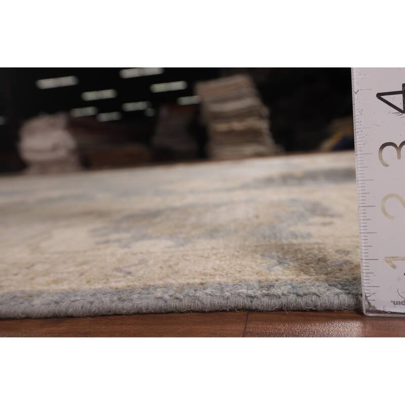 Gray Vegetable Dye Oushak Turkish Area Rug Hand-Knotted Wool Carpet - 8'9"x 11'9"