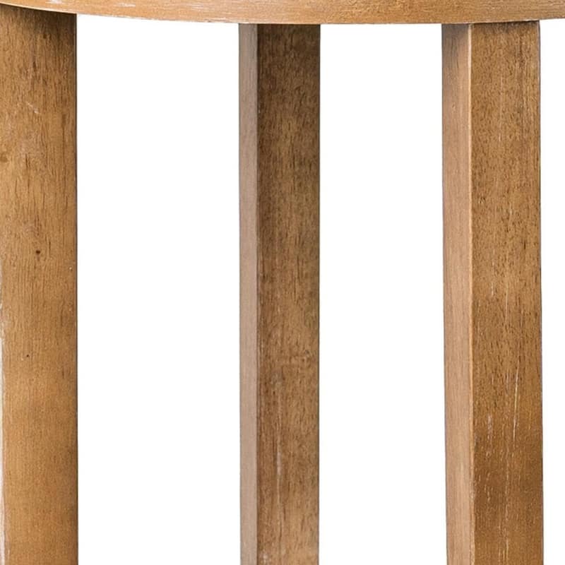 HomeRoots 26" Sand and Natural Fabric and Solid Wood Backless Counter Height Swivel Bar Chair