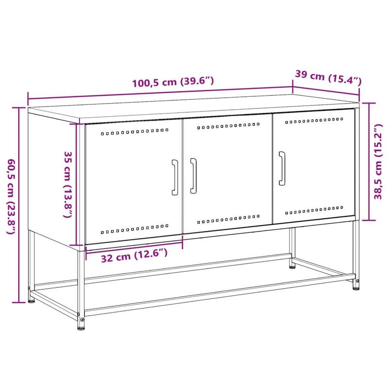 vidaXL TV Stand Entertainment Center Media Unit Furniture Living Room Steel - 15.4 x 39.6 x 23.8