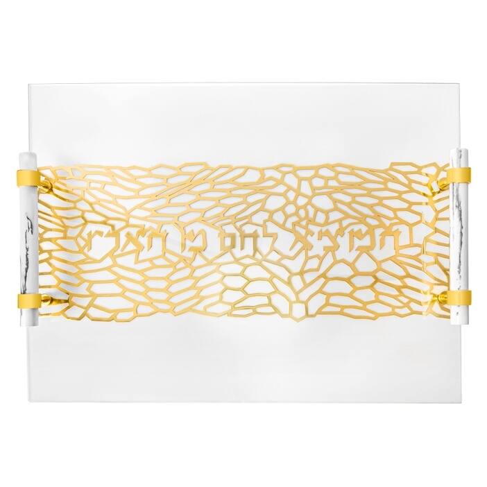 Acrylic Challah Tray with Cylinder Handles - 16"L