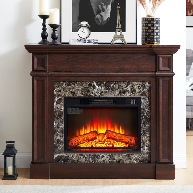 GDFStudio - Hearthstone Traditional Storage Electric Fireplace with Mantel and Realistic LED Flame