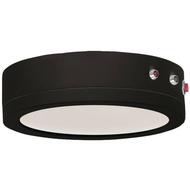 Maxim 57784WT Wafer 7" LED Flush Mount Drum 3000K with Emergency Back - Black
