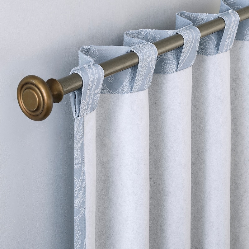 Sun Zero Pedra Paisley Embroidery Total Blackout Back Tab 1-Piece Curtain Panel, Single Panel
