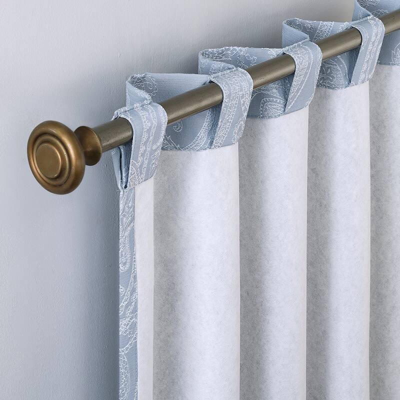 Sun Zero Pedra Paisley Embroidery Total Blackout Back Tab 1-Piece Curtain Panel, Single Panel