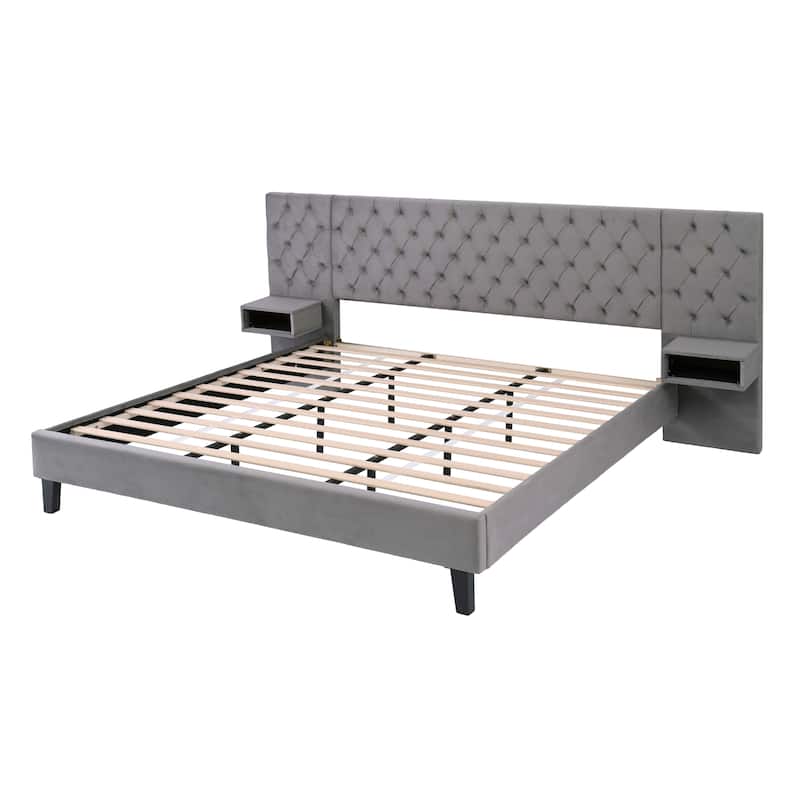 King Size Platform Bed with Headboard