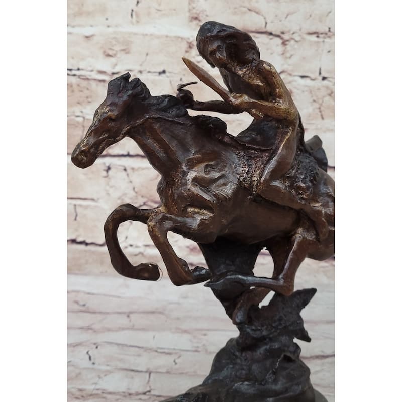 Cheyenne By Frederic Remington Native American Riding Horse Bronze Statue Sculpture 8 Inches X 10 Inches