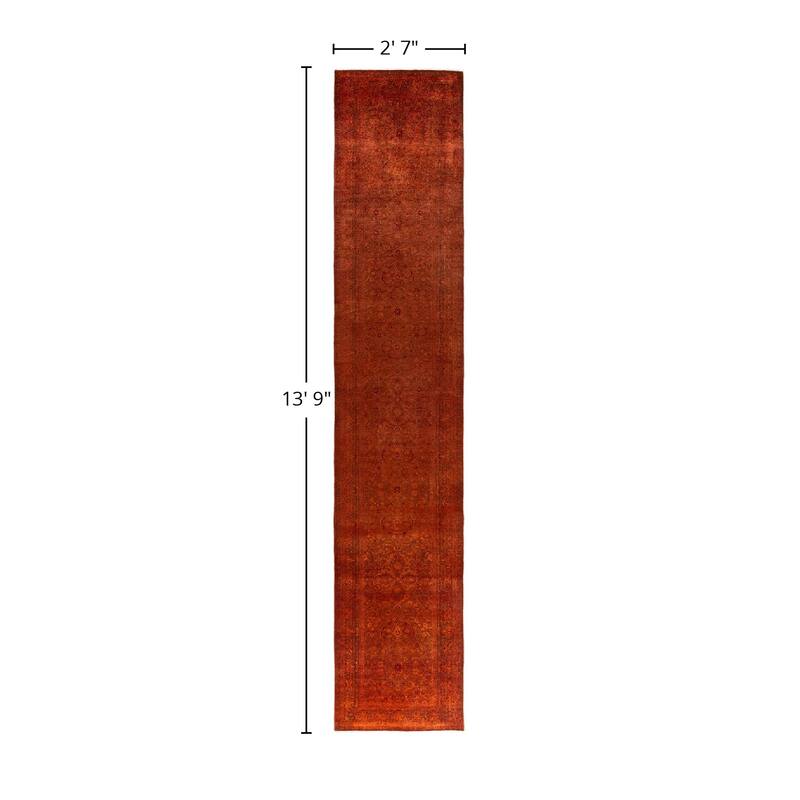 Fine Vibrance One-of-a-Kind Hand-Knotted Runner Rug - Orange, 2' 7" x 13' 9" - 2' 7" x 13' 9"