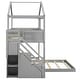 preview thumbnail 38 of 36, Twin over Full Pine Wood House Bunk Bed with Storage Staircase