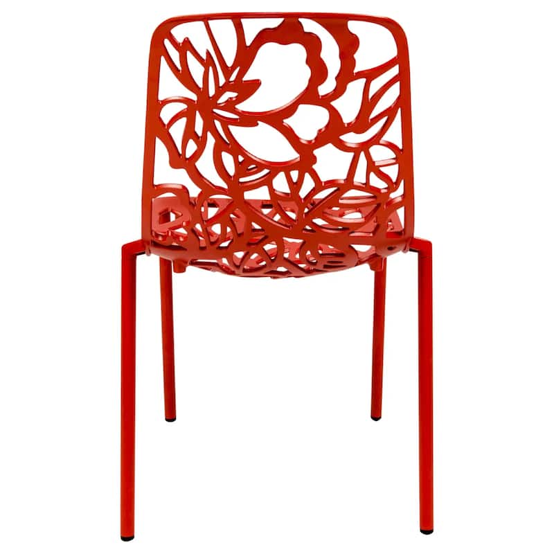 Devon Aluminum Floral Cutout Stackable Dining Chair for Dining Room, Patio, or Garden