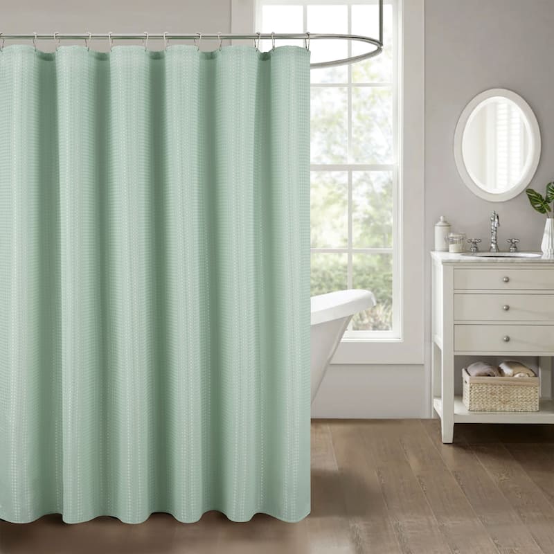 Bento Waffle Jacquard Shower Curtain - Sage