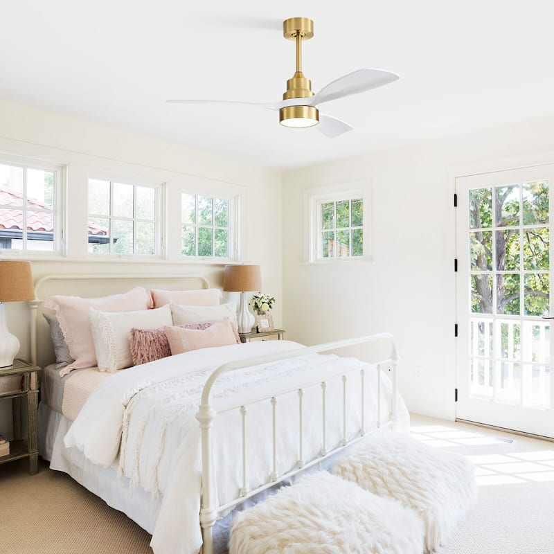 Sofucor 48"/52" Indoor Wood Ceiling Fan Light with Remote, Integrated Light Optional