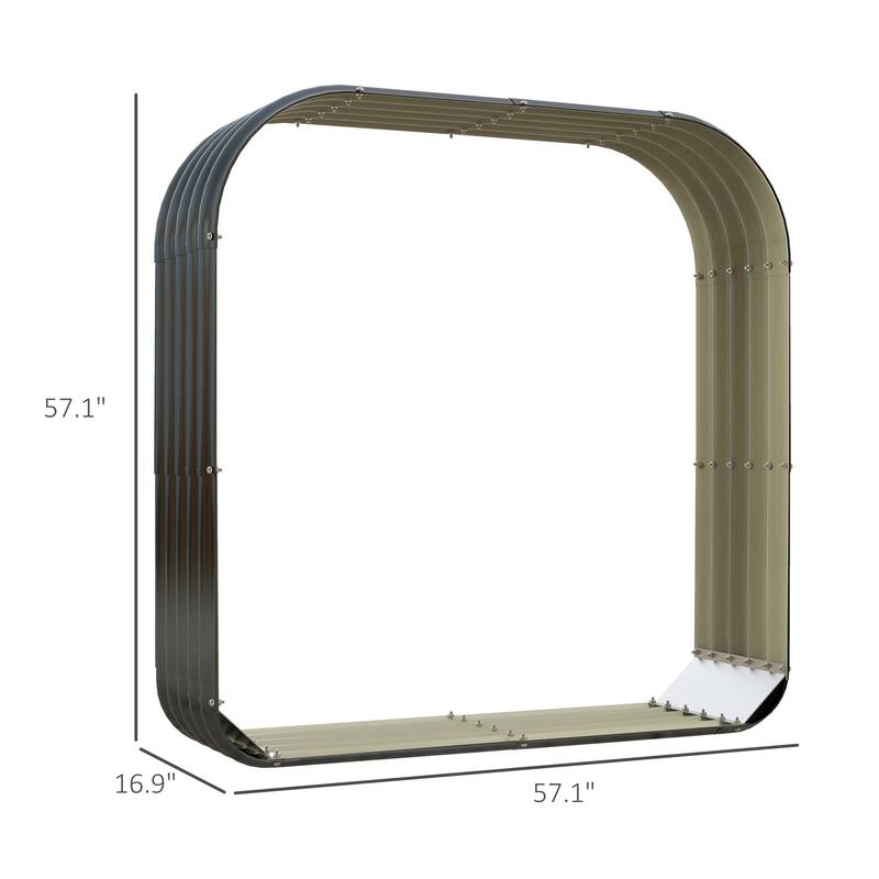 GDFStudio Outdoor Vireo Galvanized Steel Firewood Storage Shed