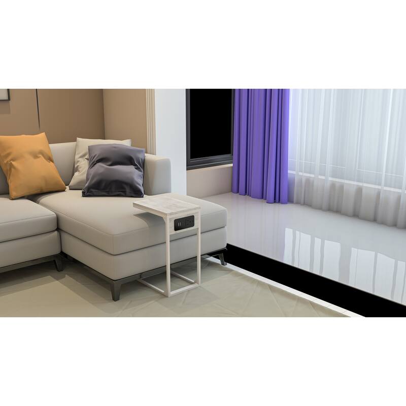Carolina Living Chloe C-Form Accent Table - USB Ports