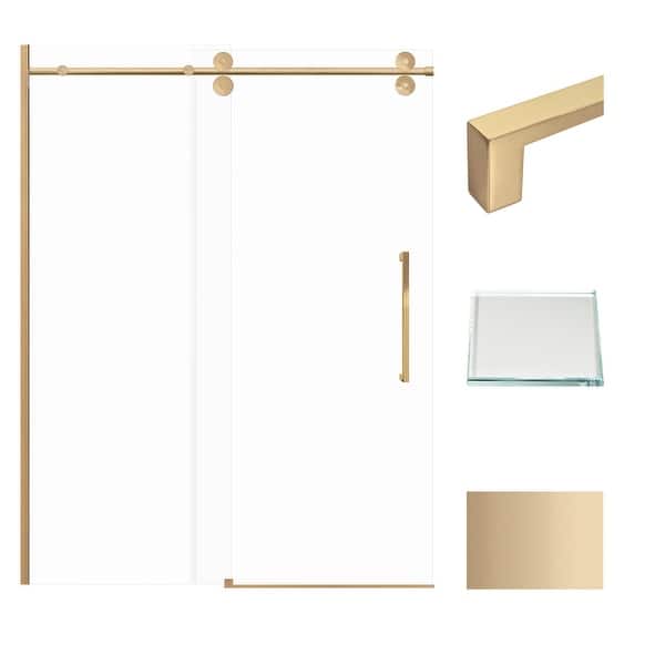 dimension image slide 0 of 4, Transolid TBD608010L-S 80" High x 59" Wide Bypass Frameless Shower
