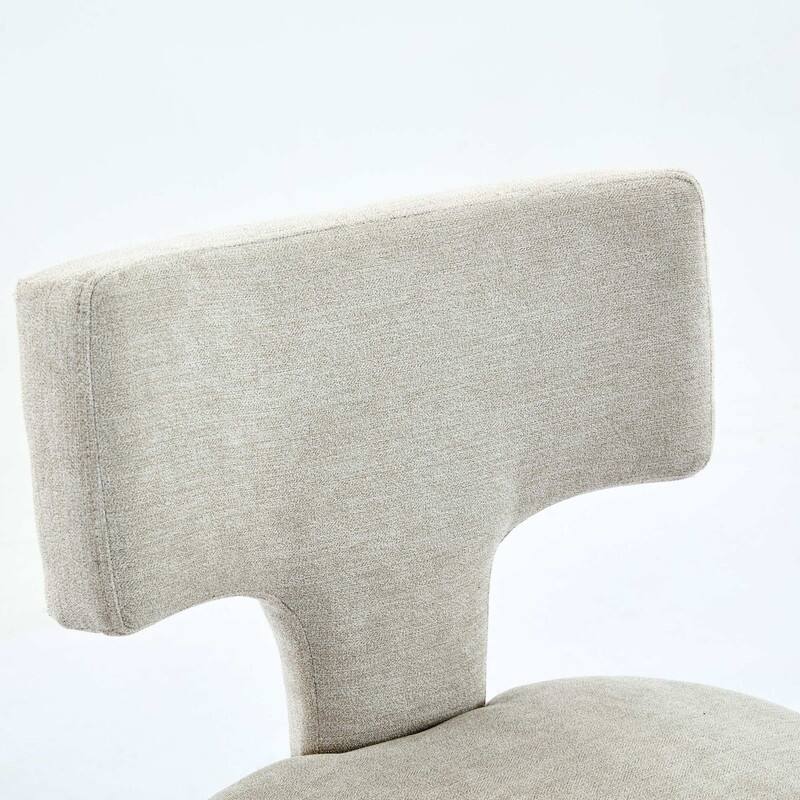 Counter Height Bar Stools Set of 2, Farmhouse Linen Fabric Upholstered Accent Chair Curved Backrest with Copper Nails around