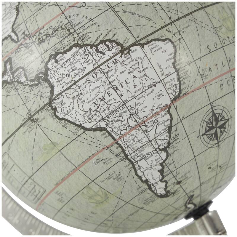 Marble World Map Globe with Marble Base - White - Roche River Decor