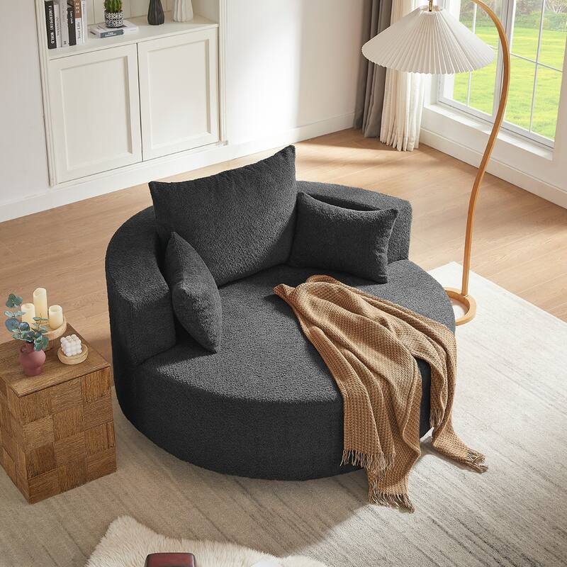 Swivel Barrel Chair with 3 Pillows