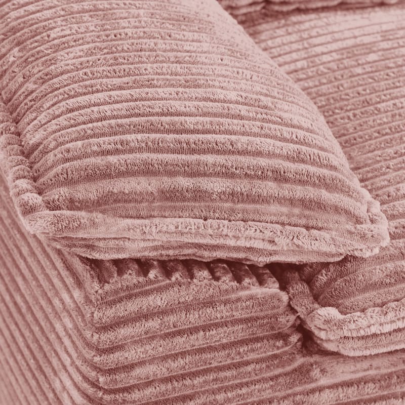 Rossetta Modern Modular Luxurious Corduroy-Fleece Fabric Double-Layer Cushion Design Deep Seat Sofa with 1 Ottoman