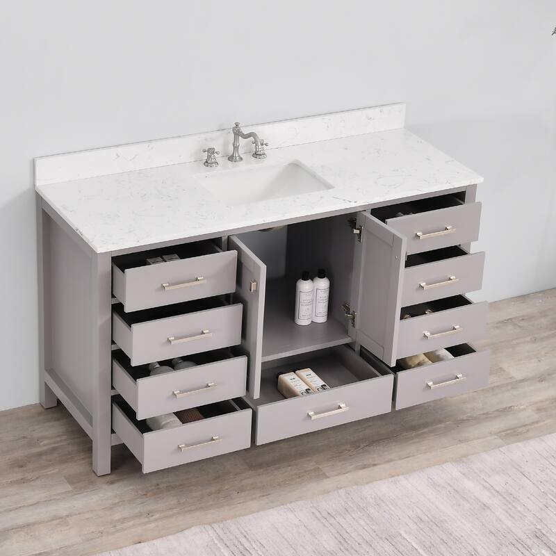 PROOX 60 in. W x 22in.D Freestanding Bath Vanity Engineered Top Single Rectangular Sink