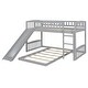 preview thumbnail 11 of 10, Grey Kids Bed Bunk Bed with Slide and Ladder, Twin Over Twin size for Bedroom