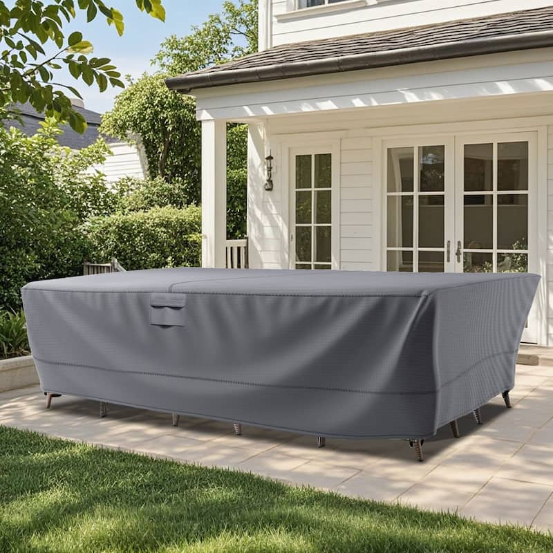 Meyreso Waterproof Heavy Duty Patio Furniture Cover, 600D Oxford, Breathable & Windproof - 126x63x28in - Grey