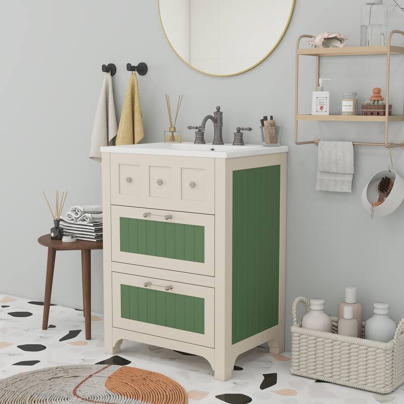 24" Bathroom Vanity Cabinet Set with 2 Drawers