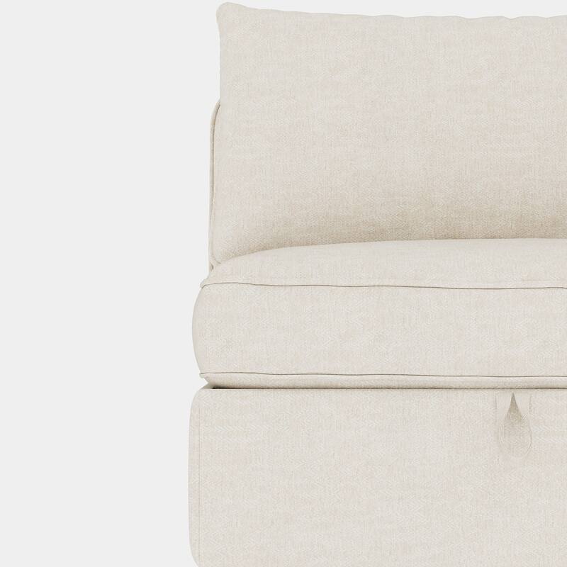 Modular Armless Fabric Sofa Seat Convertible Sectional Piece with Hidden Storage for Living Room