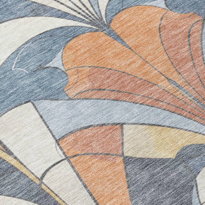 Machine Washable Indoor/Outdoor Modern Mosaic Chantille Rug