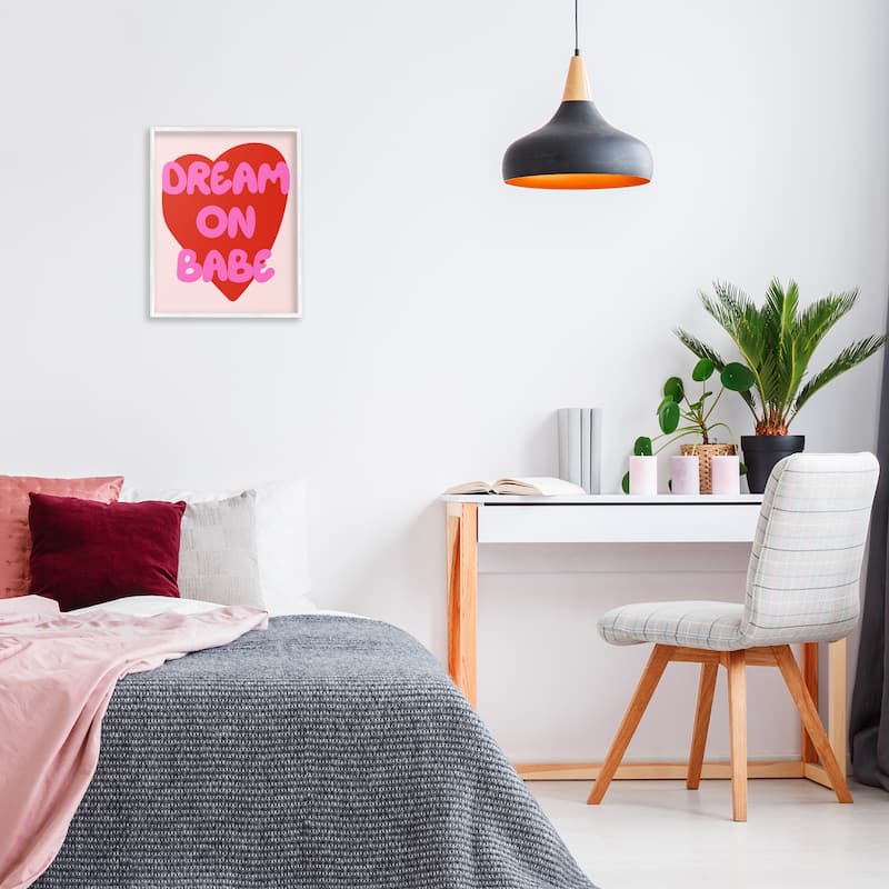 Stupell Dream On Babe Red Heart Framed Giclee Art Design By House of Lulu