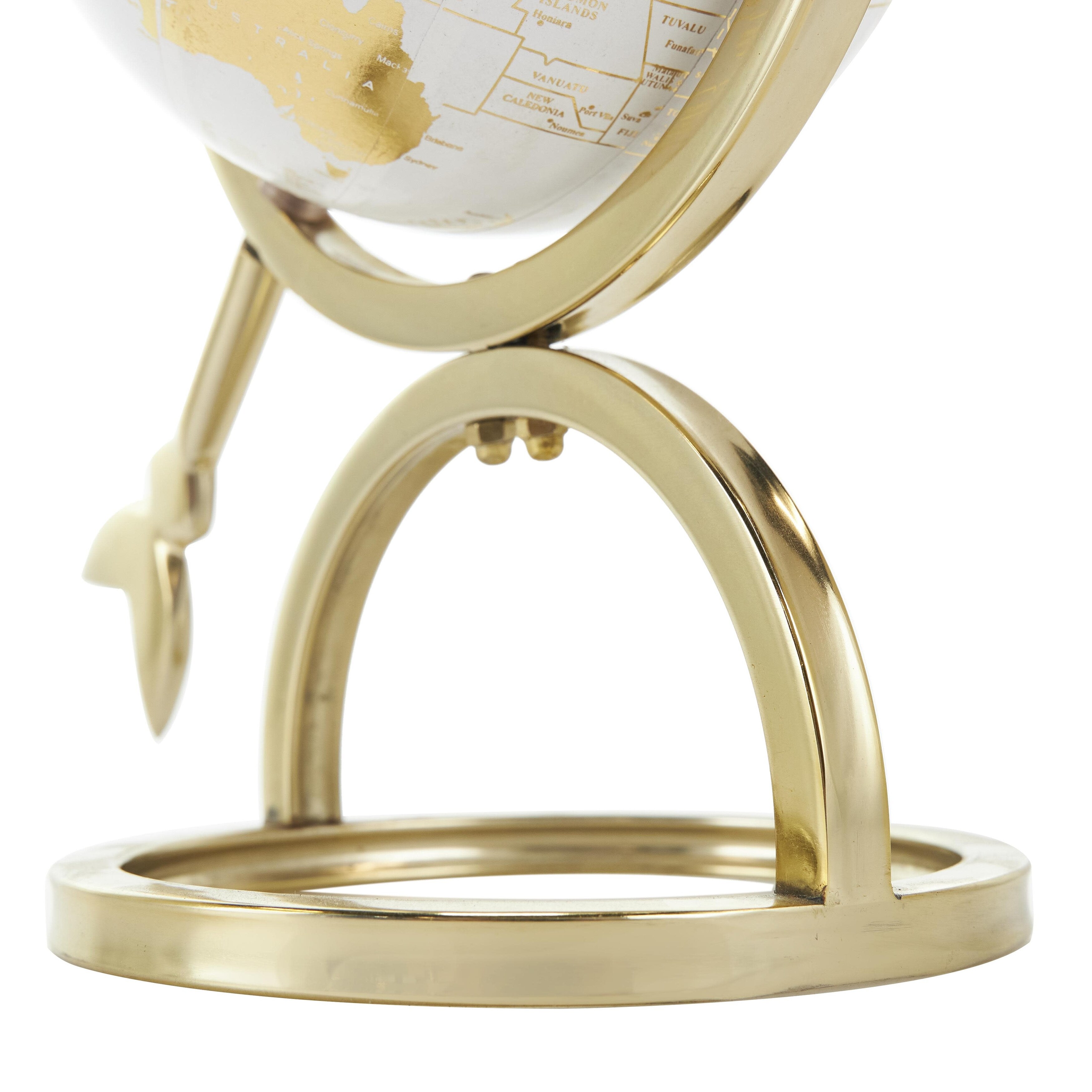 Aluminum Metal Armillary Globe with White Center - Gold - Roche
