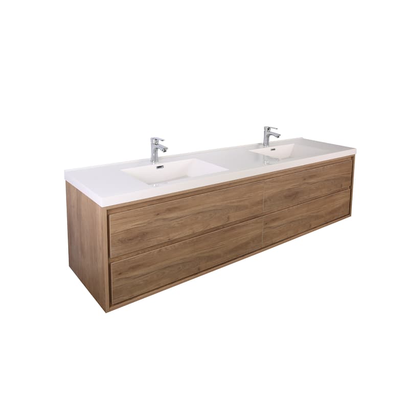 Sage 72" wall mounted bathroom vanity with double basin acrylic top