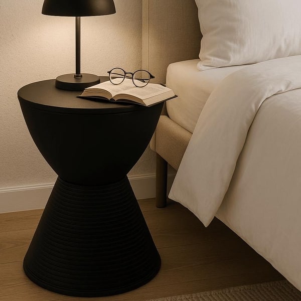 slide 2 of 145, Boyd Round Side Table with Ribbed Design Base - Accent Hourglass End Table with Removable Lid for Living Room & Bedroom