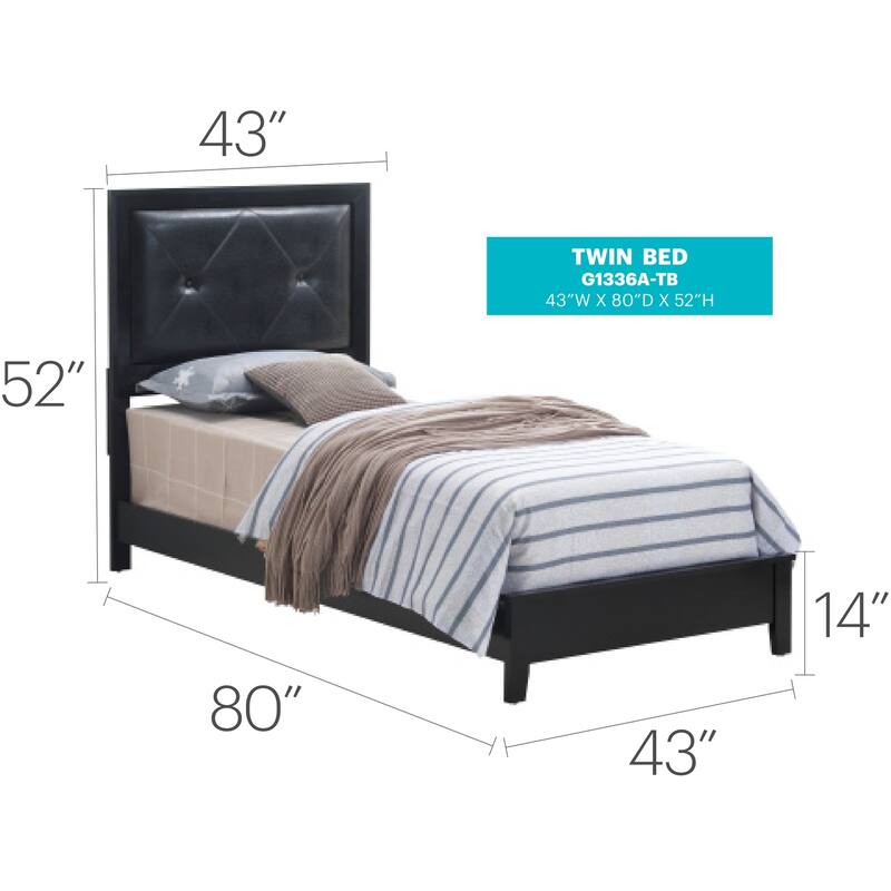 Black Twin Bed with Transitional Style, Durable Frame and Sleek Finish for Guest Rooms, Kids' Rooms or Small Spaces