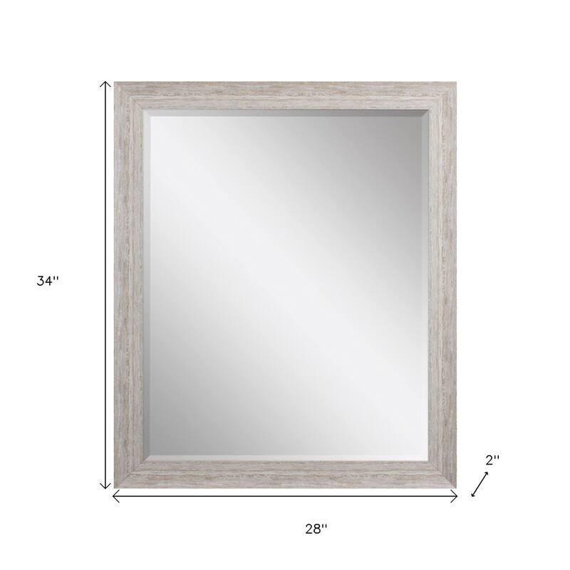 HomeRoots 34" White Distressed Wood Framed Accent Mirror - 28.00 in. x 34.00 in. x 2.00 in.